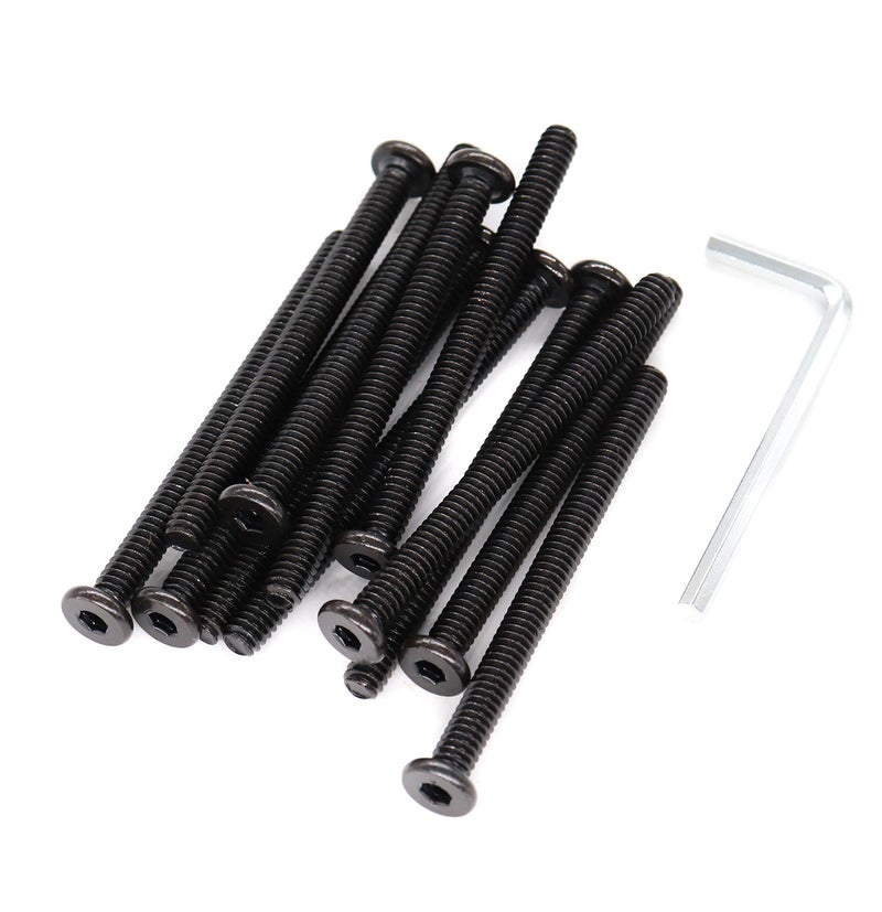binifiMux 12pcs 1/4-20 x 2-1/2 Inch Black Hex Socket Cap Screws Bolts for Furniture Chair Table Desk Crib Bed, Full Thread - Image 1